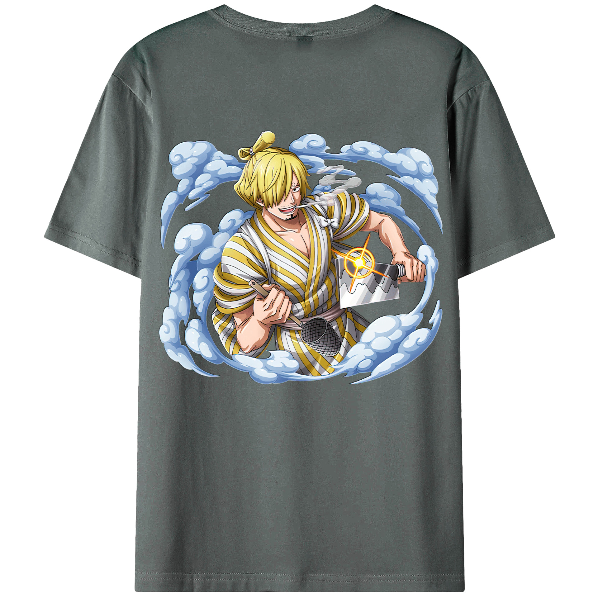 （画像用） ワンピース サンジ ONE PIECE Sanji 綿100％ メンズ半袖Tシャツ（バックプリント） 通気性